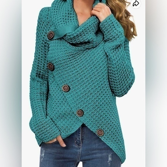 NWT - GRECERELLE Women's Solid Color Chunky Button Pullover Sweater Sz large - Picture 2 of 8